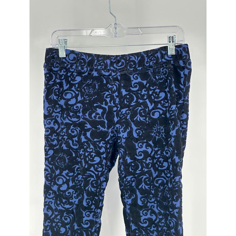 Romeo & Juliet Couture Women's Velvet Print Leggings Size M Blue / Black Floral